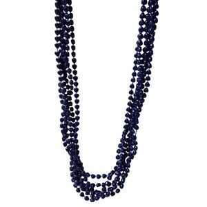 Vintage Blue Beaded Multi Strand Necklace Retro 50s 60s Fashion Jewelry Woman